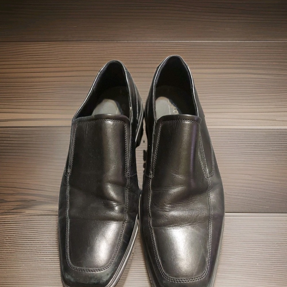 Ecco Men's Minneapolis Slip On Dress Shoes Black Leather Sz 12 EU 45 Preppy Y2K